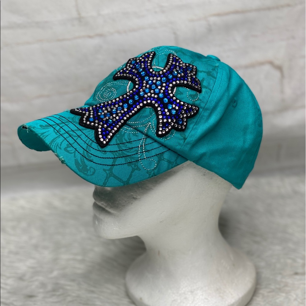 Leader loga distressed bling hat one size